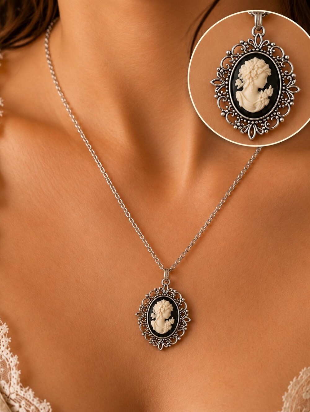 MODCLOTH ANTIQUED VINTAGE CAMEO NECKLACE 2